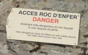 Dangerous walk on Roc d'Enfer