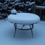 four inch of snow on table