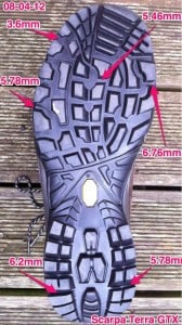 Scarpa GTX sole measurements