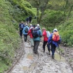 Hiking group in mud