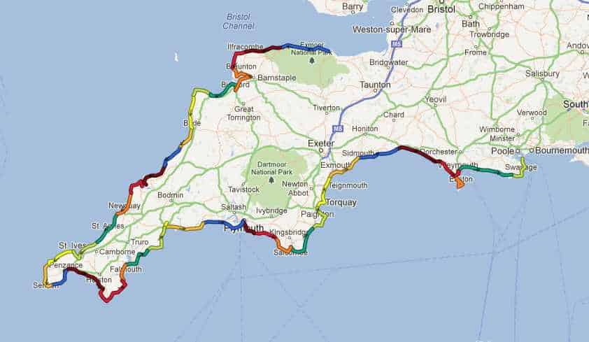 My route on the South West Coast Path