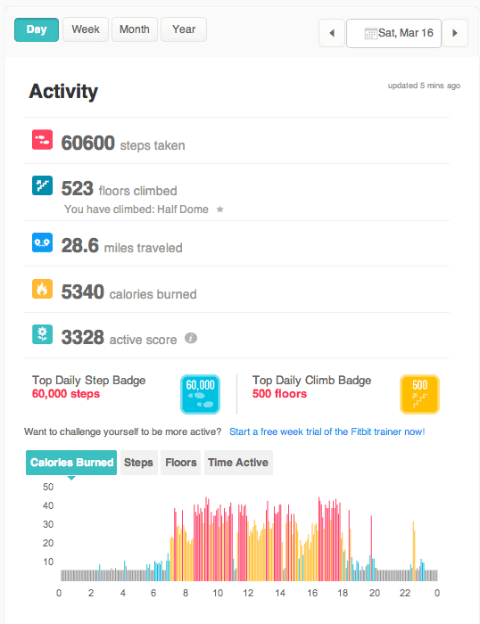 Fitbit data March 16th