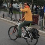 Mihai loving doing the bike tour.