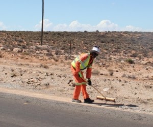 Road sweeper at work