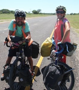 Scott with Sarah - riding fixies from Paris to Cape Town