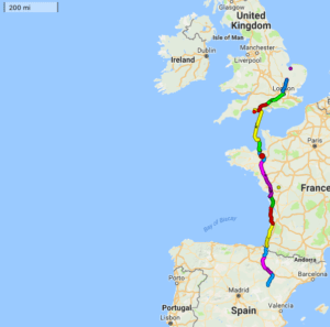 The first 1,000 miles of biking.(Sea crossings extra)